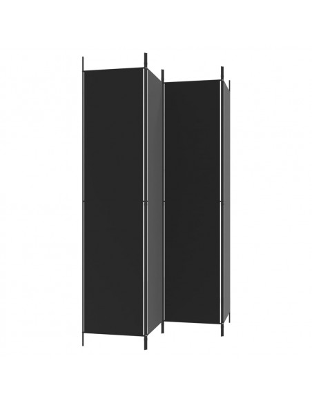 Divisorio a 4 Pannelli Nero 200x220 cm in Tessuto