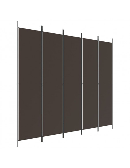 Divisorio a 5 Pannelli Marrone 250x220 cm in Tessuto