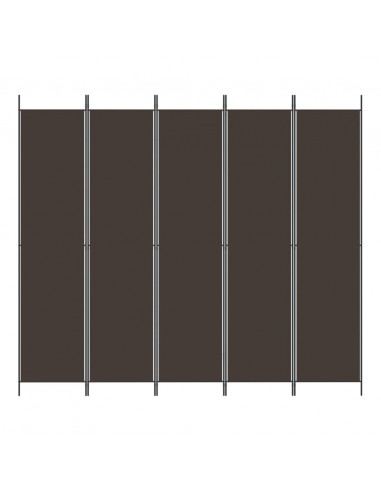 Divisorio a 5 Pannelli Marrone 250x220 cm in Tessuto
