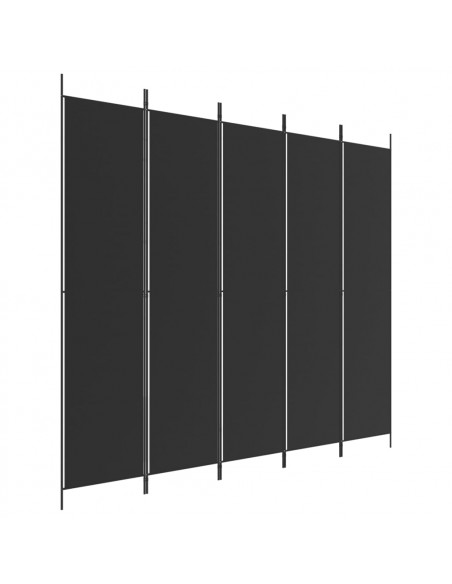 Divisorio 5 Pannelli Nero 250x220 cm Tessuto