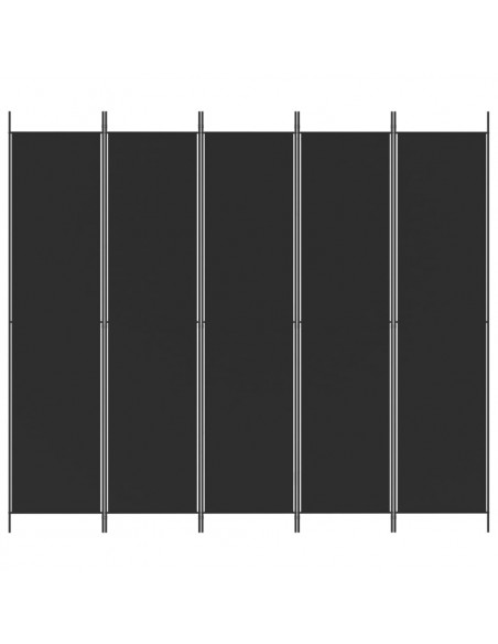 Divisorio 5 Pannelli Nero 250x220 cm Tessuto