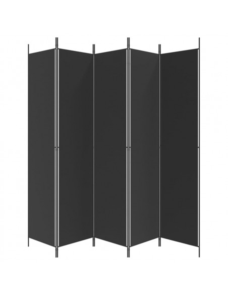 Divisorio 5 Pannelli Nero 250x220 cm Tessuto