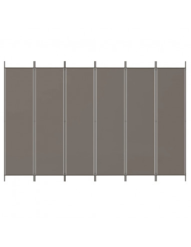 Divisorio a 6 Pannelli Antracite 300x220 cm Tessuto
