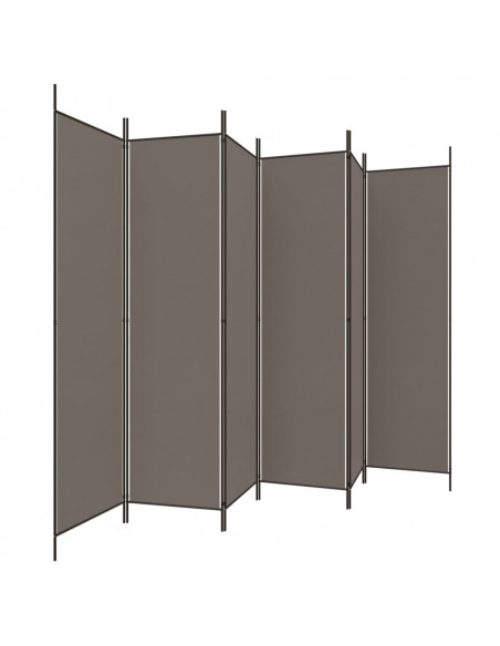 Divisorio a 6 Pannelli Antracite 300x220 cm Tessuto