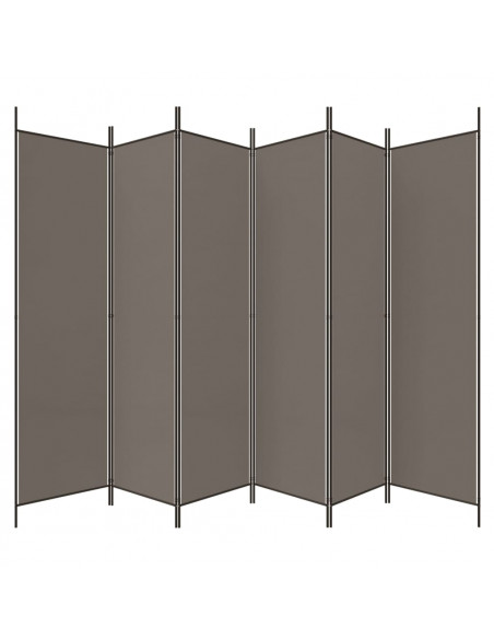 Divisorio a 6 Pannelli Antracite 300x220 cm Tessuto