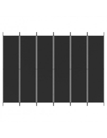 Divisorio a 6 Pannelli Nero 300x220 cm in Tessuto