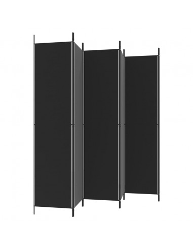 Divisorio a 6 Pannelli Nero 300x220 cm in Tessuto
