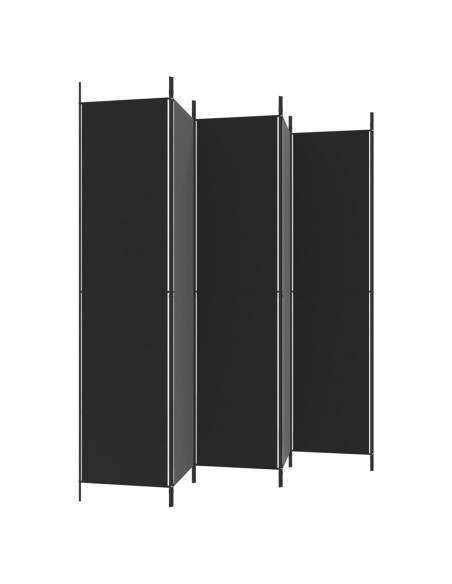 Divisorio a 6 Pannelli Nero 300x220 cm in Tessuto