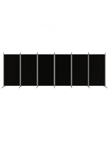 Divisorio a 6 Pannelli Nero 520x180 cm in Tessuto