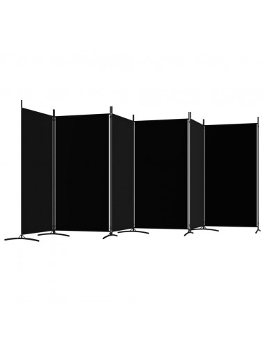 Divisorio a 6 Pannelli Nero 520x180 cm in Tessuto