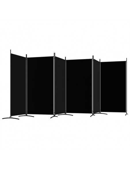 Divisorio a 6 Pannelli Nero 520x180 cm in Tessuto