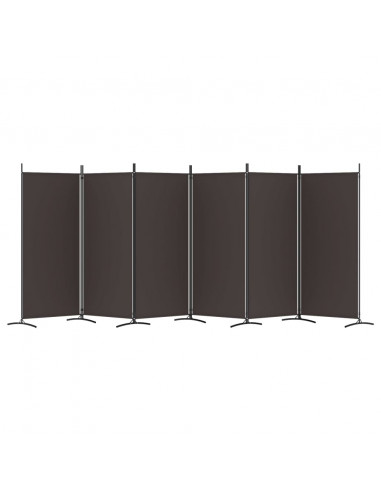 Divisorio a 6 Pannelli Marrone 520x180 cm in Tessuto