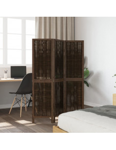 Divisorio Ambienti 3 Pannelli Marrone Scuro Massello Paulownia 2