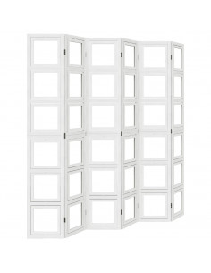 Divisorio Ambienti 6Pannelli Bianco Legno Massello di Paulownia