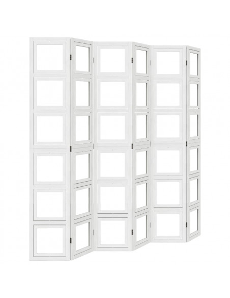 Divisorio Ambienti 6Pannelli Bianco Legno Massello di Paulownia