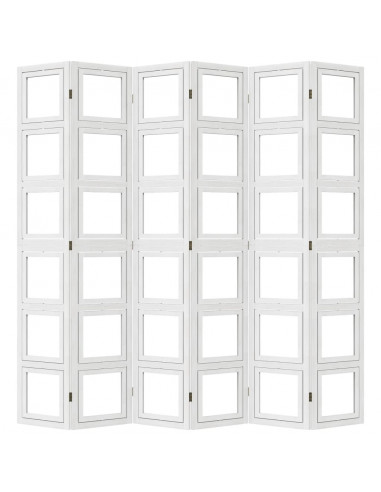 Divisorio Ambienti 6Pannelli Bianco Legno Massello di Paulownia