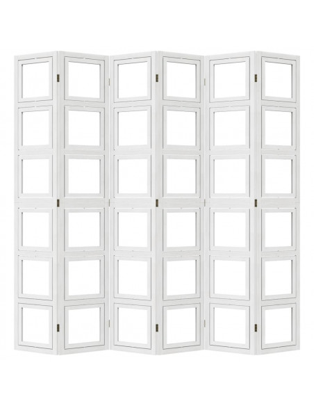 Divisorio Ambienti 6Pannelli Bianco Legno Massello di Paulownia