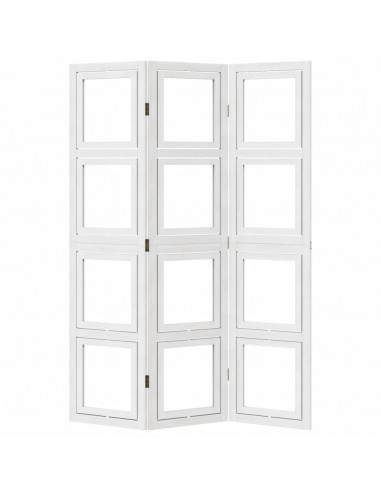 Divisorio Ambienti 3Pannelli Bianco Legno Massello di Paulownia
