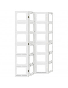 Divisorio Ambienti 4Pannelli Bianco Legno Massello di Paulownia