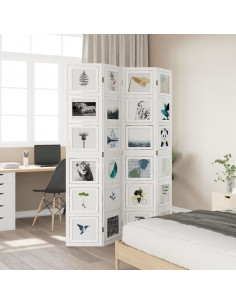 Divisorio Ambienti 4Pannelli Bianco Legno Massello di Paulownia 2