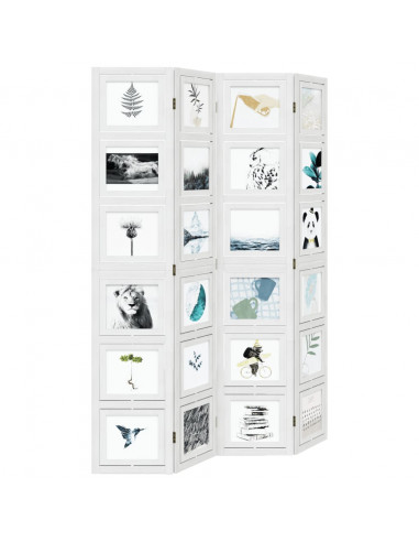 Divisorio Ambienti 4Pannelli Bianco Legno Massello di Paulownia