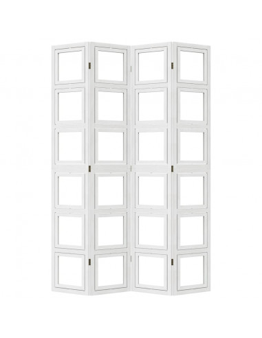 Divisorio Ambienti 4Pannelli Bianco Legno Massello di Paulownia