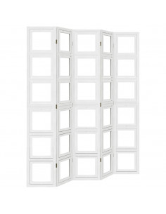 Divisorio Ambienti 5Pannelli Bianco Legno Massello di Paulownia