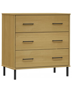 Credenza 3 Cassetti Marrone 77x40x79,5 cm Legno Massello OSLO