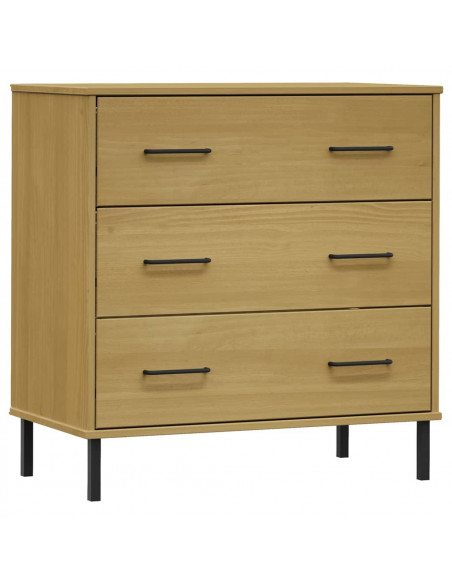 Credenza 3 Cassetti Marrone 77x40x79,5 cm Legno Massello OSLO