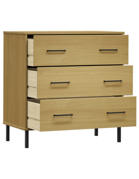 Credenza 3 Cassetti Marrone 77x40x79,5 cm Legno Massello OSLO