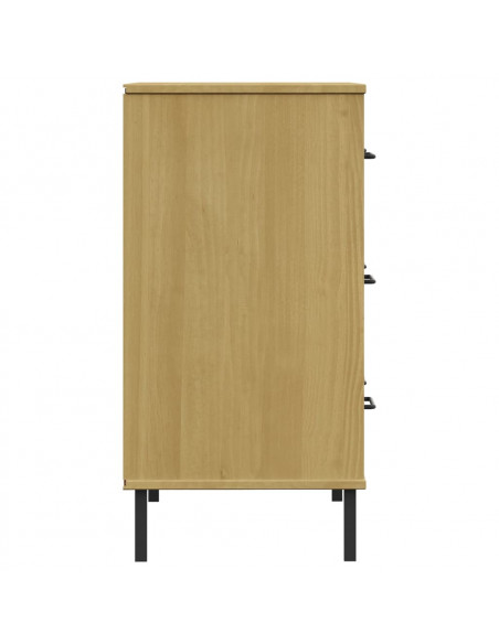 Credenza 3 Cassetti Marrone 77x40x79,5 cm Legno Massello OSLO