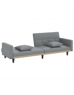 Divano Letto con Cuscini Grigio Chiaro in Tessuto
