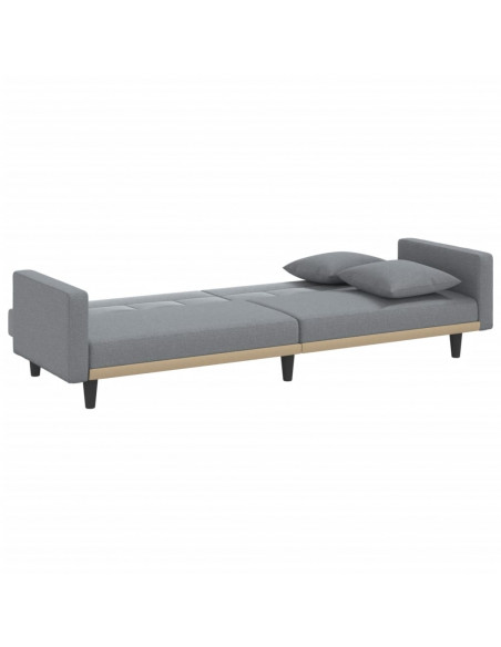 Divano Letto con Cuscini Grigio Chiaro in Tessuto