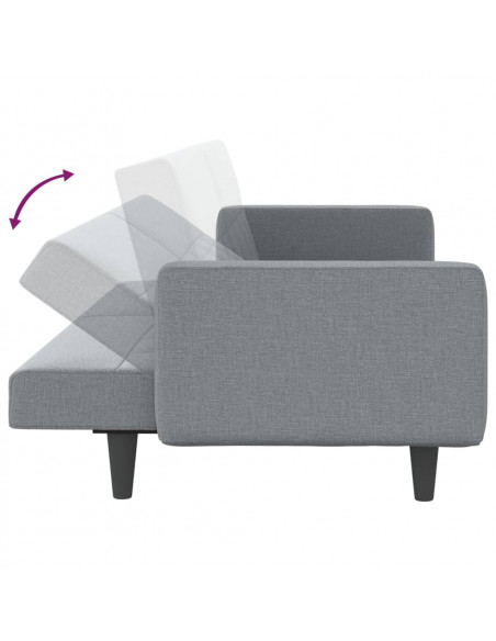 Divano Letto con Cuscini Grigio Chiaro in Tessuto