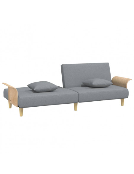 Divano Letto con Braccioli Grigio Chiaro in Tessuto