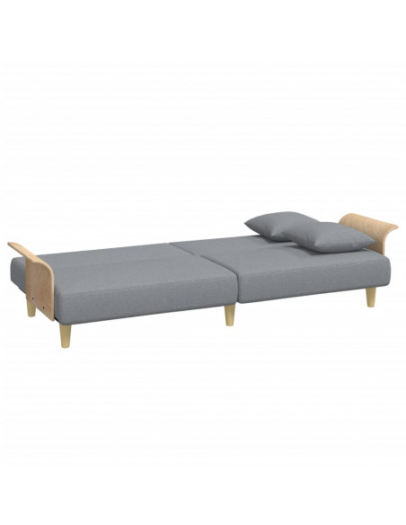 Divano Letto con Braccioli Grigio Chiaro in Tessuto