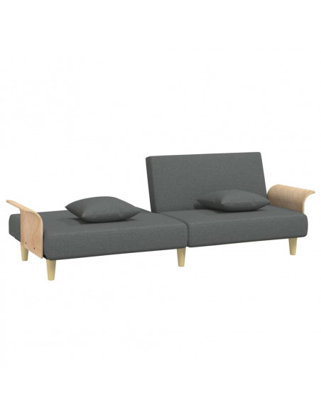 Divano Letto con Braccioli Grigio Scuro in Tessuto