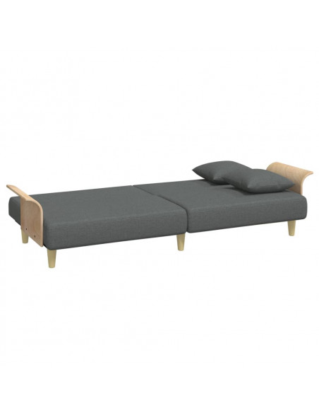 Divano Letto con Braccioli Grigio Scuro in Tessuto