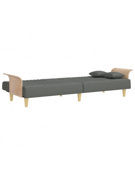 Divano Letto con Braccioli Grigio Scuro in Tessuto