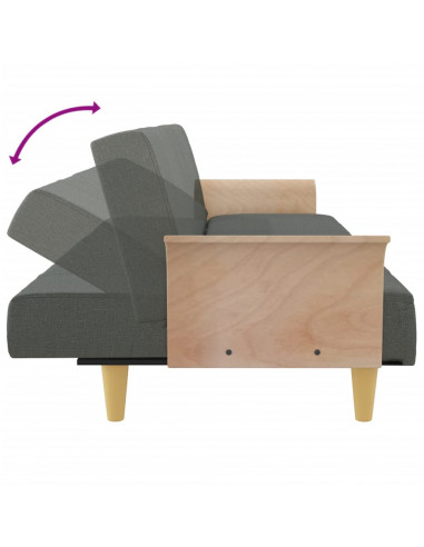 Divano Letto con Braccioli Grigio Scuro in Tessuto