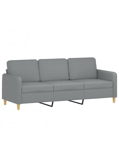 Divano a 3 Posti con Cuscini Grigio Chiaro 180 cm in Tessuto