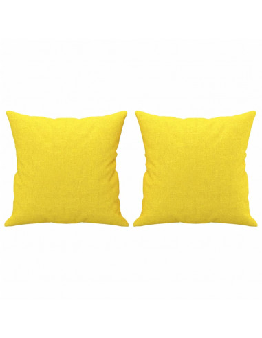 Divano a 3 Posti con Cuscini Giallo Chiaro 180 cm in Tessuto