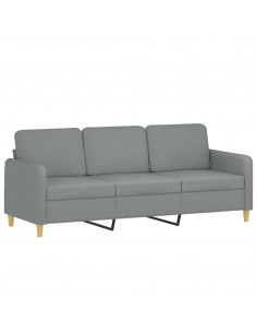 Divano a 3 Posti Grigio Chiaro 180 cm in Tessuto