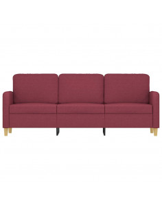Divano a 3 Posti Rosso Vino 180 cm in Tessuto 2