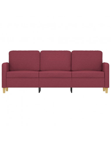 Divano a 3 Posti Rosso Vino 180 cm in Tessuto