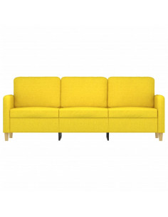 Divano a 3 Posti Giallo Chiaro 180 cm in Tessuto 2