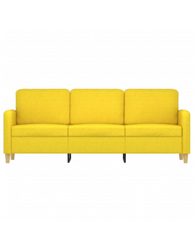 Divano a 3 Posti Giallo Chiaro 180 cm in Tessuto