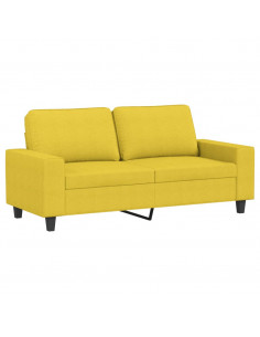 Divano a 2 Posti Giallo Chiaro 140 cm in Tessuto
