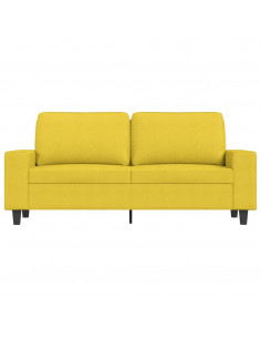 Divano a 2 Posti Giallo Chiaro 140 cm in Tessuto 2