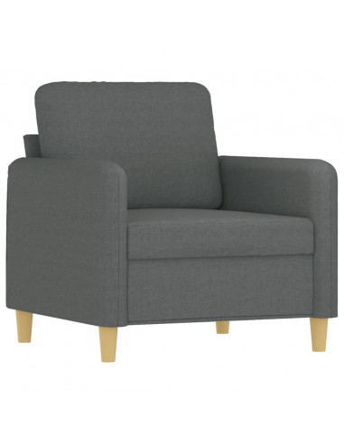 Set di Divani 3 pz con Cuscini Grigio Scuro in Tessuto